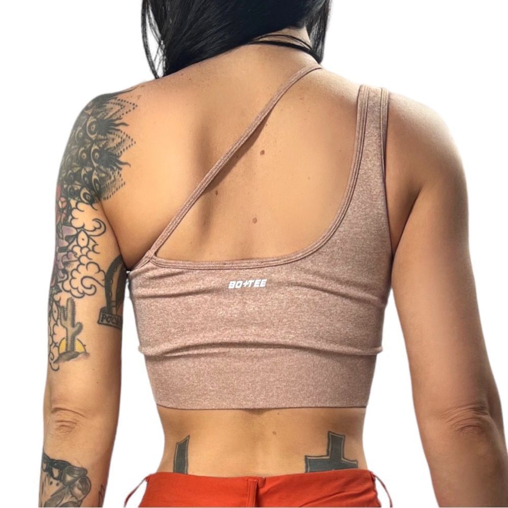 BO + TEE Melange Seamless Asymmetrical Sports Bra Top